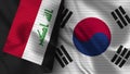 South Korea and Iraq Realistic Flag Ã¢â¬â Fabric Texture Illustration Royalty Free Stock Photo